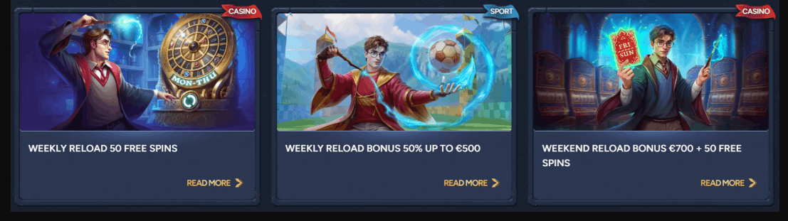 Weekly Reload 50% Match + 50 FS